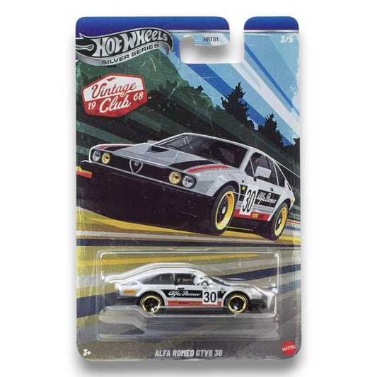 Hot Wheels Silver Series Alfa Romeo GTV6 30 Vintage Club ’68 Die-Cast Car | 1:64 Scale Collectible