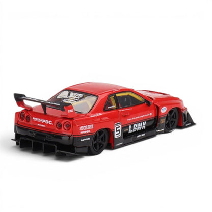 Mini GT 1:64 (Blister Pack) Nissan LB-ER34 Super Silhouette Skyline Red/Black LBWK Diecast Model Car