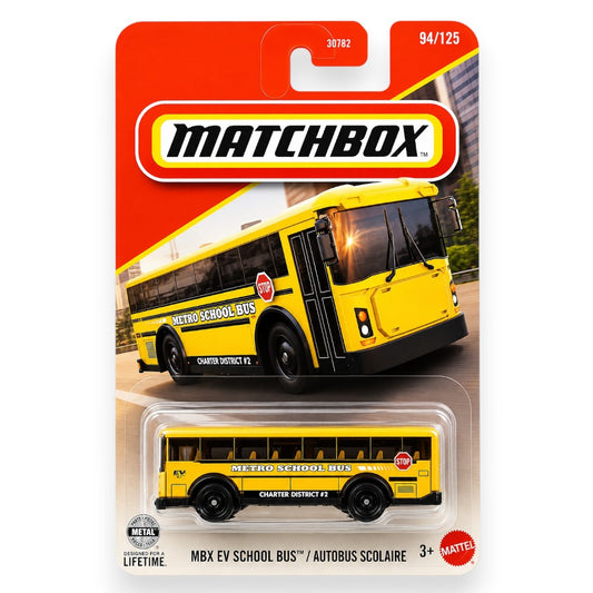 Matchbox 1:64 MBX EV School Bus Die-Cast Model Bus | Yellow Electric School Transport Collectible Vehicle (Blister Pack)