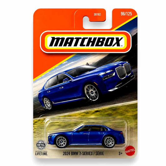 Matchbox 1:64 2024 BMW 7 Series Die-Cast Model Car | Blue Luxury Sedan Collectible Vehicle (Blister Pack)