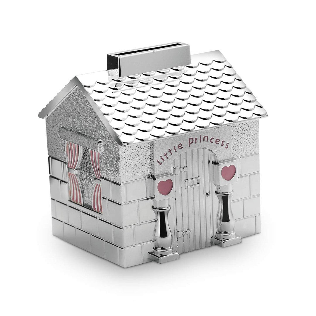 Momentz Little Princess House Money Bank Silver | Metal Gullak Piggy Bank Coin Saving Box & Home Decor Showpiece for Kids