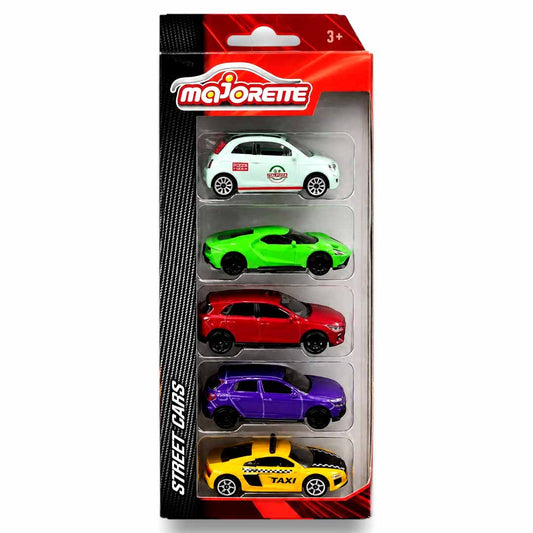 Majorette 1:64 Street Cars 5-Pack Die-Cast Vehicle Set | Assorted City Cars, Sports Cars & Taxi Collection Gift Pack