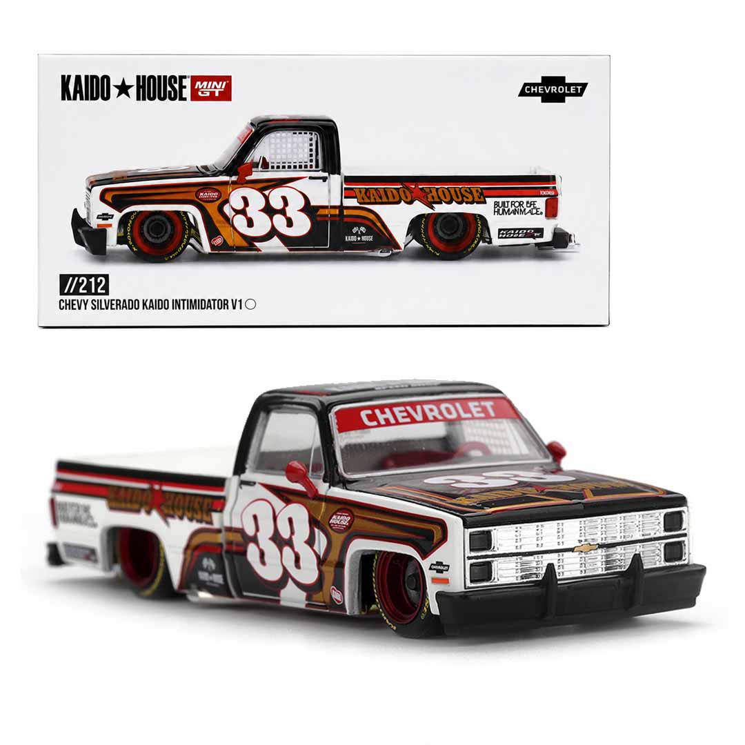 Kaido House x MINI GT 1:64 Chevrolet Silverado Kaido Intimidator V1 Die-Cast Pickup Truck Model Car
