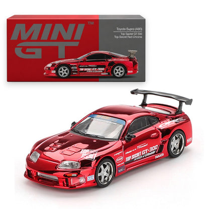 Mini GT 1:64 Toyota Supra (A80) Top Secret GT-300 Red Chrome Diecast Model Car