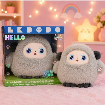 AI Interactive Plush Toy with LED Eyes | Smart AI Talking Plush Companion | App-Controlled Intelligent Plush Robot | Soft Rechargeable Interactive Toy | Grey | 9 Inch