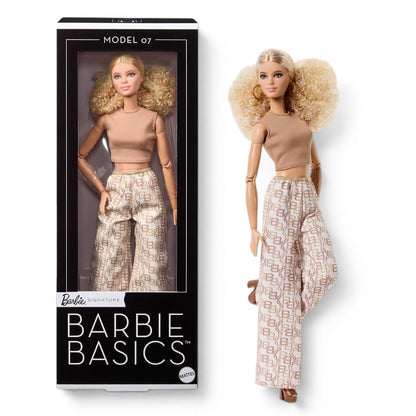 Barbie Signature Barbie Basics Model 07 Fashion Doll | (11.5 inches) Fully Articulated Collector Doll with Blonde Curly Hair & Premium Fashion Outfit
