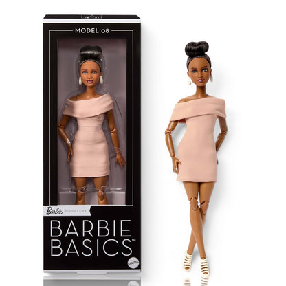 Barbie Signature Barbie Basics Model 08 Fashion Doll | (11.5 inches) Fully Articulated Collector Doll with Elegant Off-Shoulder Dress