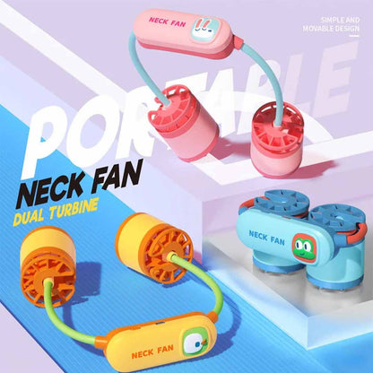 Portable Neck Fan – Dual Turbine Hands-Free Wearable Fan with Flexible Adjustable Band for Travel, Outdoor & Summer Use (Pack of 1)