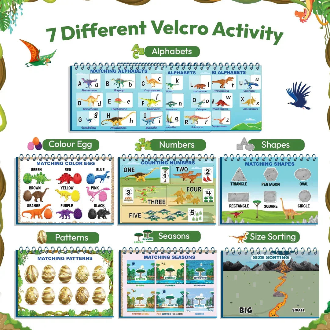 My Preschool Dino Book – Educational Velcro Activity Learning Set for Toddlers (Age 1–4)