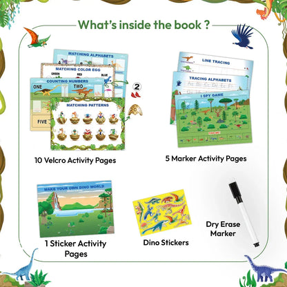 My Preschool Dino Book – Educational Velcro Activity Learning Set for Toddlers (Age 1–4)