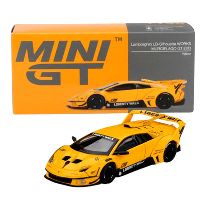 Mini GT 1:64 Liberty Walk Duo Set – Mazda RX-7 FD LB Super Silhouette Black & Gold + Lamborghini LB-Silhouette Works Murciélago GT EVO Yellow Diecast Model Cars