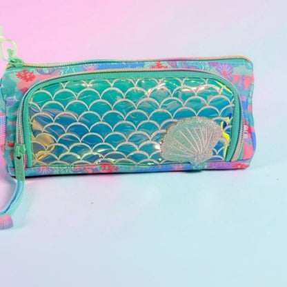 Vest Mermaid Pencil Pouch Case – Kids Stationery Organizer with Holographic Front Pocket