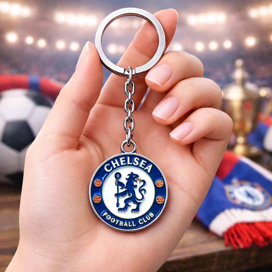 Chelsea F.C. Metal Crest Keychain – Football Club Keyring for Soccer Fans