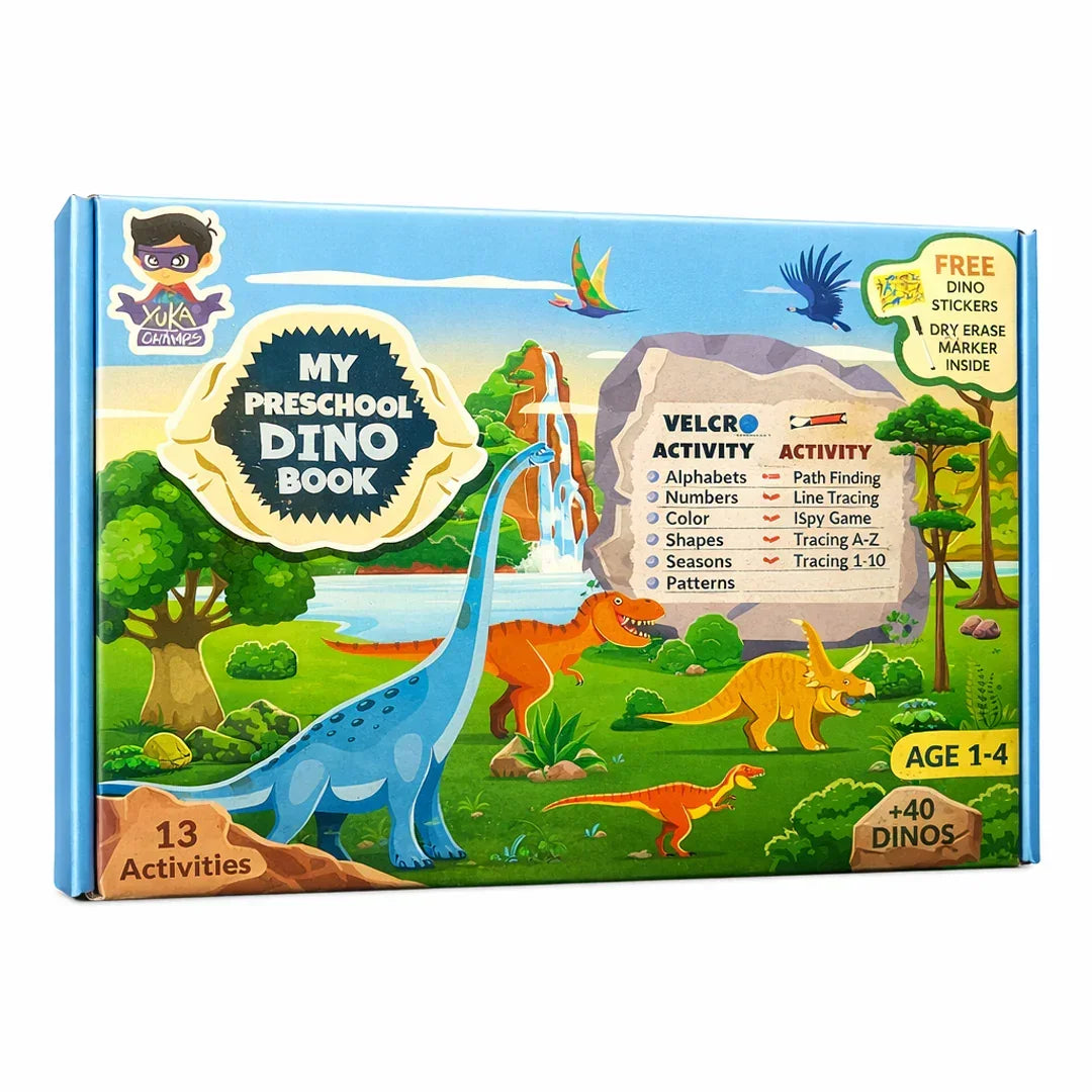 My Preschool Dino Book – Educational Velcro Activity Learning Set for Toddlers (Age 1–4)