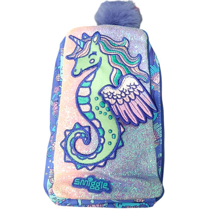 Smiggle Unicorn Glitter Pencil Pouch with Pom Pom – Kids School Stationery Pouch Case
