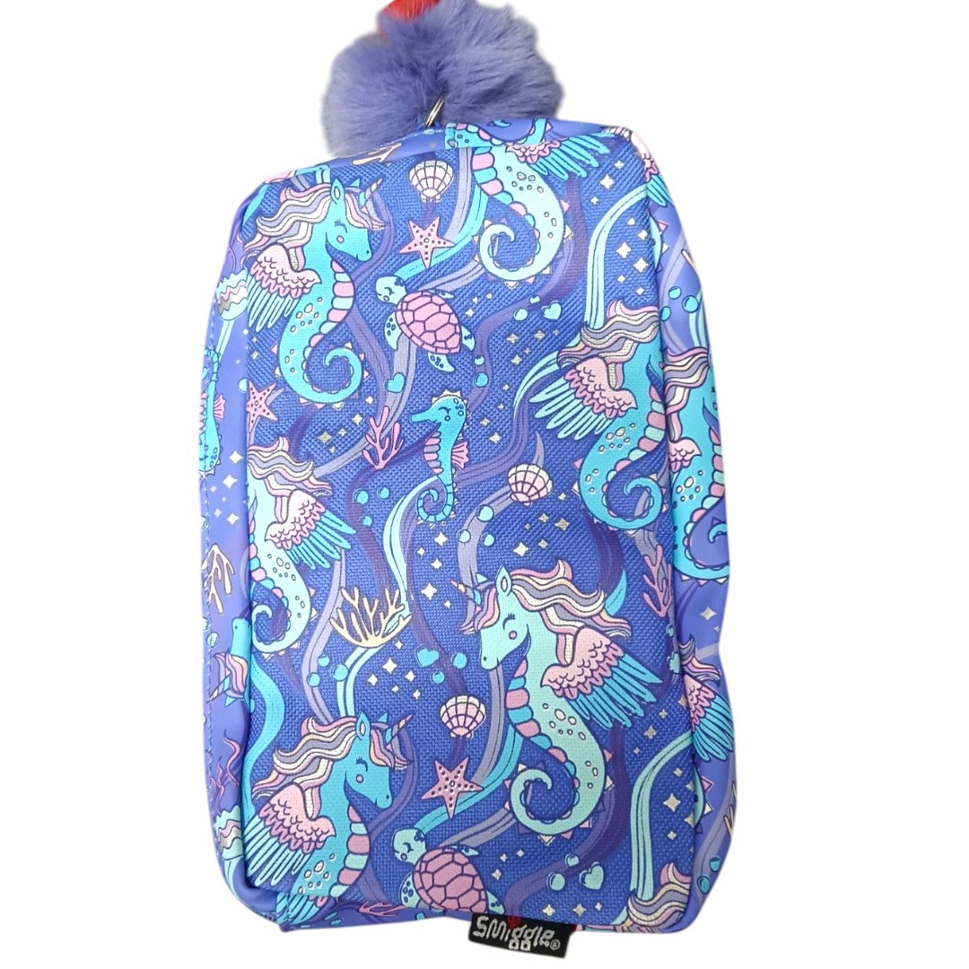 Smiggle Unicorn Glitter Pencil Pouch with Pom Pom – Kids School Stationery Pouch Case