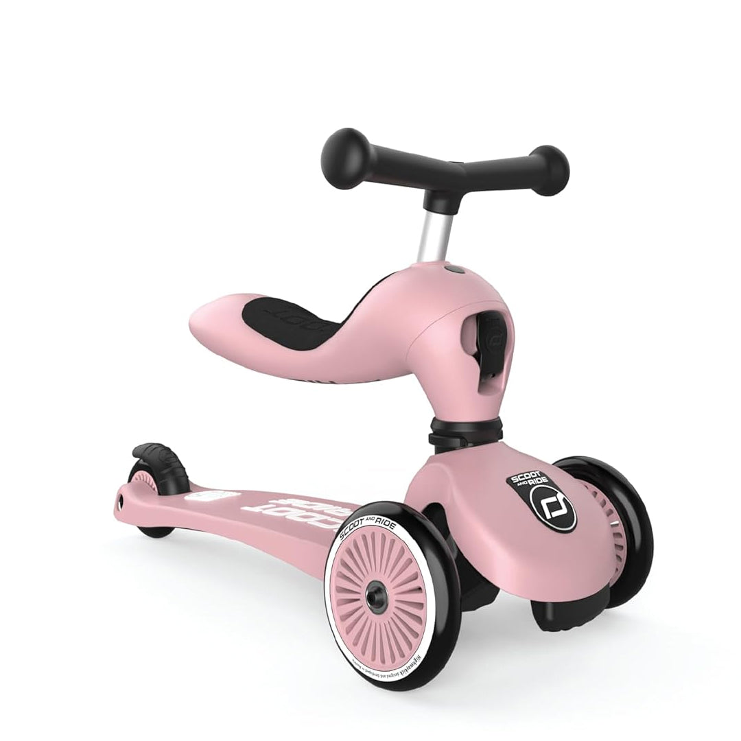 Scoot & Ride 2-in-1 Kids Scooter with Adjustable Seat & Handlebar, Stable & Safe Kickboard for Toddlers, Compact & Lightweight, 3-Wheel Design, Ages 1 to 5 Years, Highwaykick 1