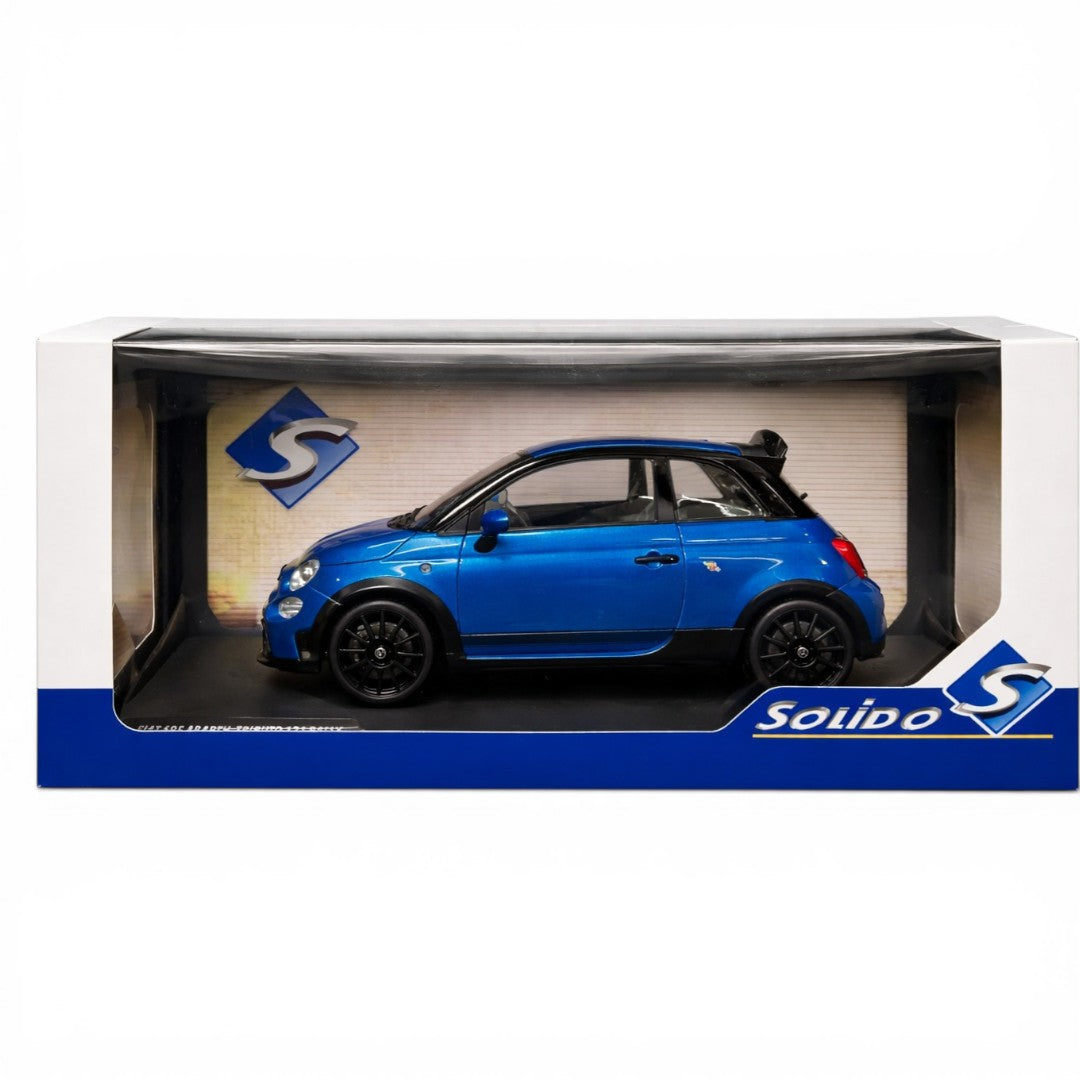 Solido 1:18 Fiat 500 Abarth Die-Cast Model Car – Blue Collector Scale Sports Hatchback