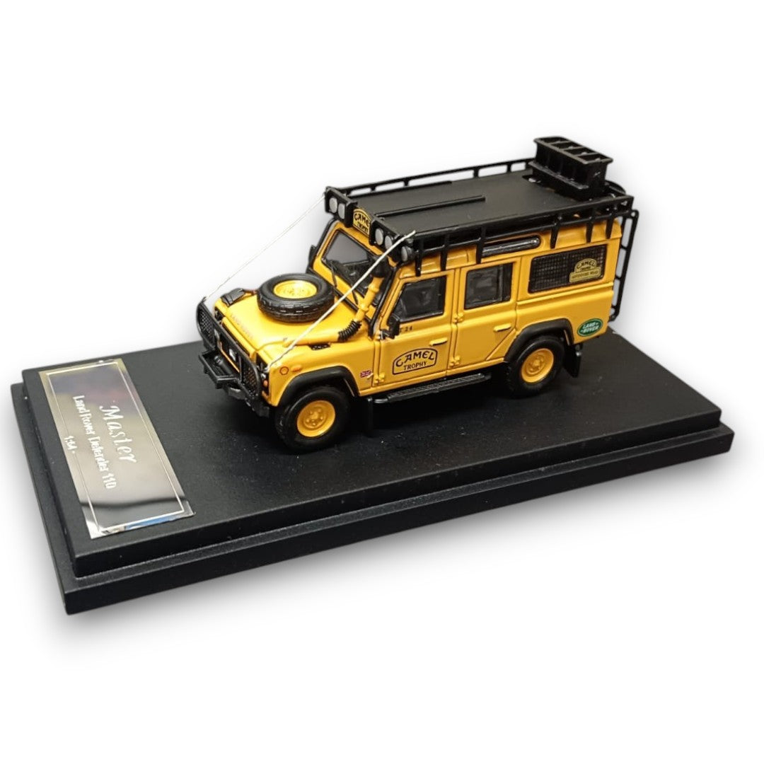 Master 1:64 Land Rover Defender 110 Diecast Model Car | Camel Trophy ; Expedition SUV Collectible with Roof Rack |