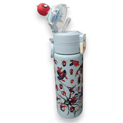 Spider-Man Kids Water Bottle 500ML with Straw Lid – Leakproof Cartoon School Water Bottle for Children
