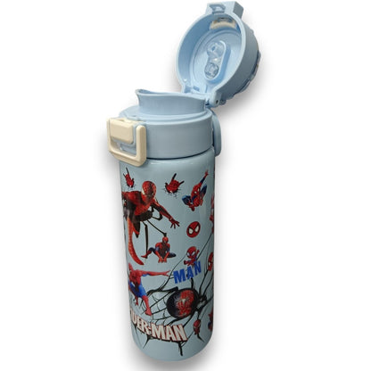 Spider-Man Kids Water Bottle 500ML with Straw Lid – Leakproof Cartoon School Water Bottle for Children