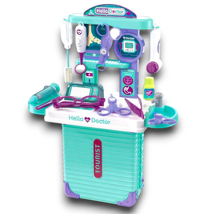 Portable Kids Doctor Play Set with Suitcase – Pretend Medical Kit Toy with Stethoscope, Syringe, Medical Tools & Foldable Clinic Table for Children (3+ Years)
