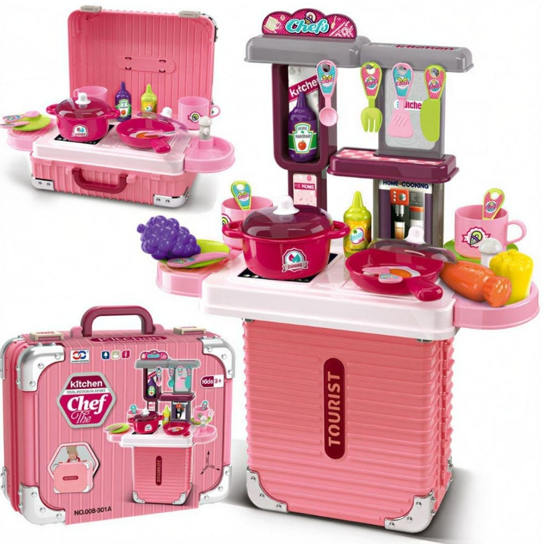 Portable Kitchen Chef Playset – Kids Cooking Suitcase with Utensils & Accessories (3+ Years)