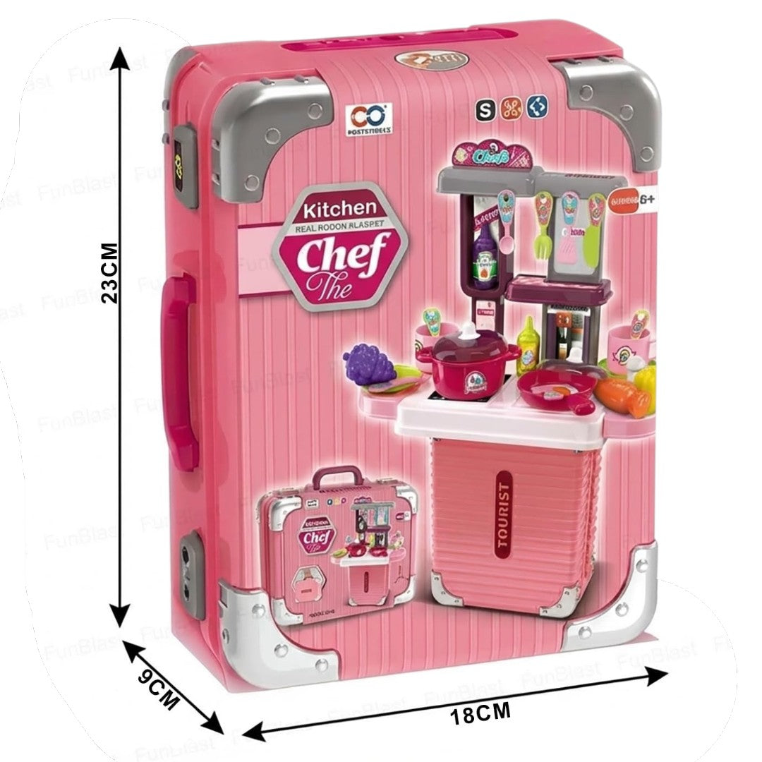 Portable Kitchen Chef Playset – Kids Cooking Suitcase with Utensils & Accessories (3+ Years)
