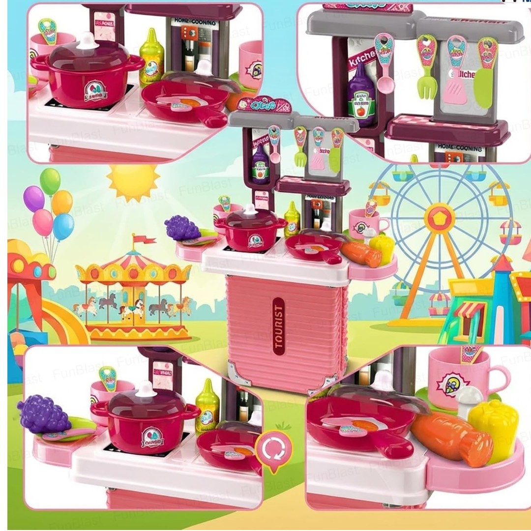 Portable Kitchen Chef Playset – Kids Cooking Suitcase with Utensils & Accessories (3+ Years)