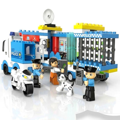 Five Star Transformer Police Truck Building Set – 91 Pieces Police Station Block Toy (3+ Years)