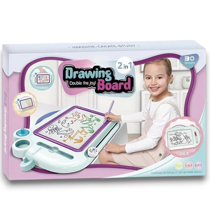 2-in-1 Kids Drawing Board – Magnetic Doodle Board with Eraser & Stylus Pen (3+ Years)