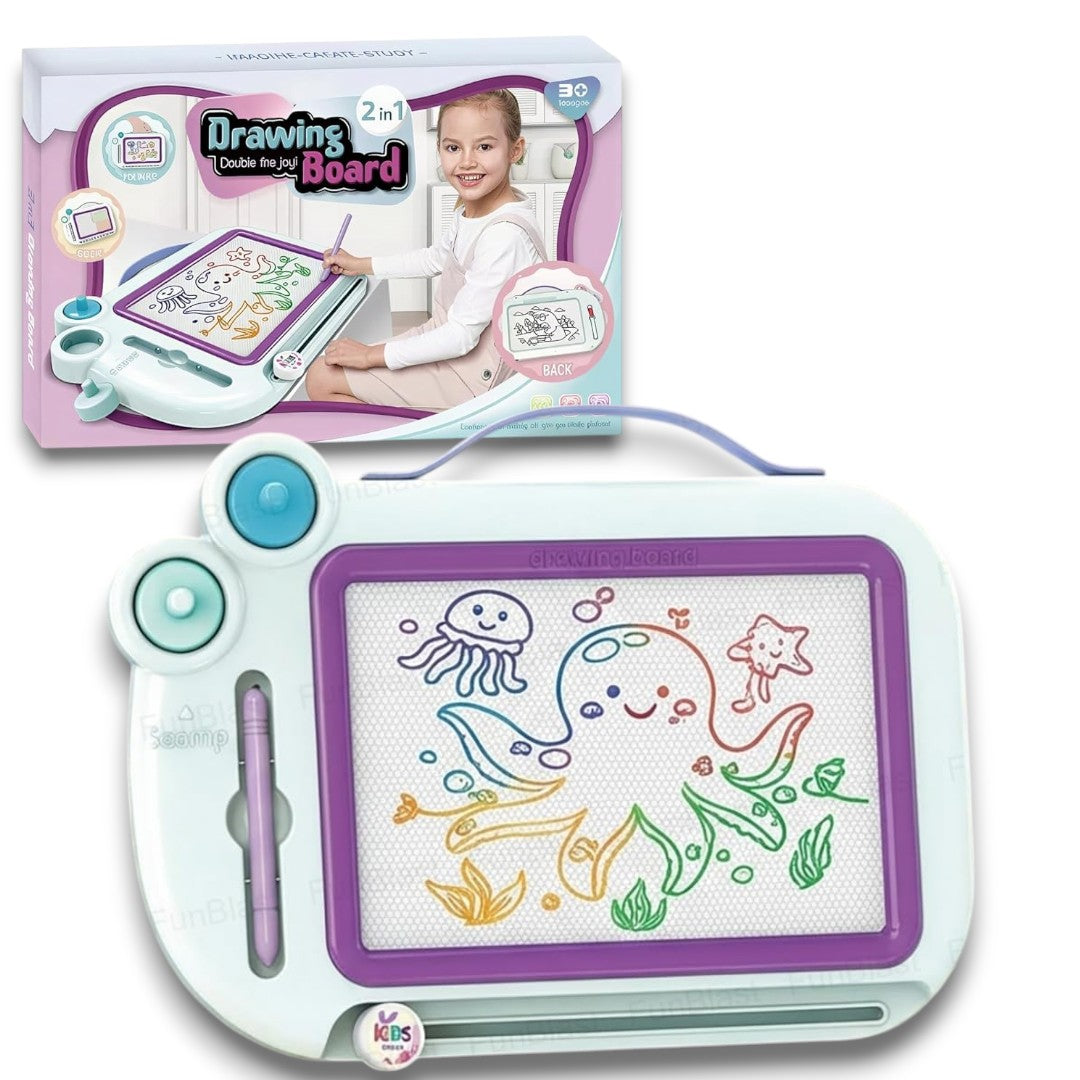 2-in-1 Kids Drawing Board – Magnetic Doodle Board with Eraser & Stylus Pen (3+ Years)