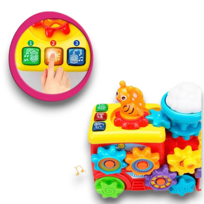 Five Star Roll & Assemble Animal Train Toy – Gear Connection Train with Light, Music & Spinning Animal Figures for Toddlers