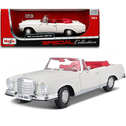 Maisto 1:18 1967 Mercedes-Benz 280 SE Convertible Die-Cast Model Car | Classic Luxury Car Collectible