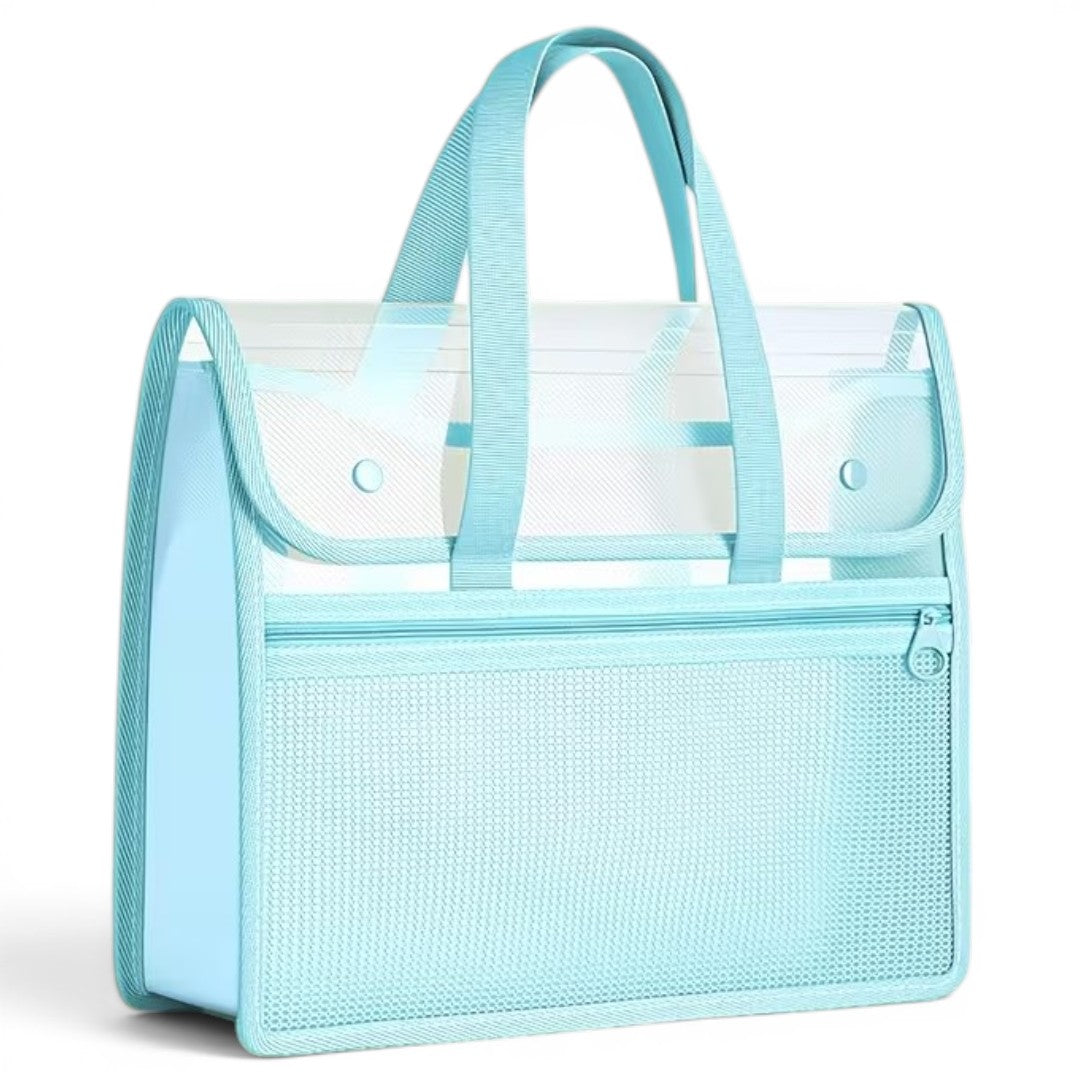 Portable Expanding File Organizer with Handle – A4 Accordion Document Folder with Zipper Pocket