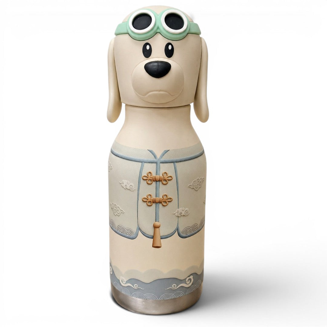 Afresh 365 Animal Head Kids Insulated Water Bottle 450ml (16oz) | Stainless Steel Straw Bottle with Cleaning Brush