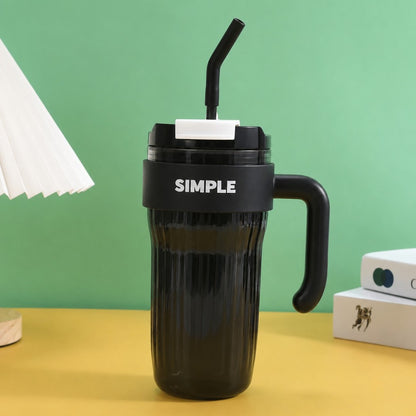 Simple Coffee Tumbler Leak-Resistant Lid & Handle with Straw (920 ml)