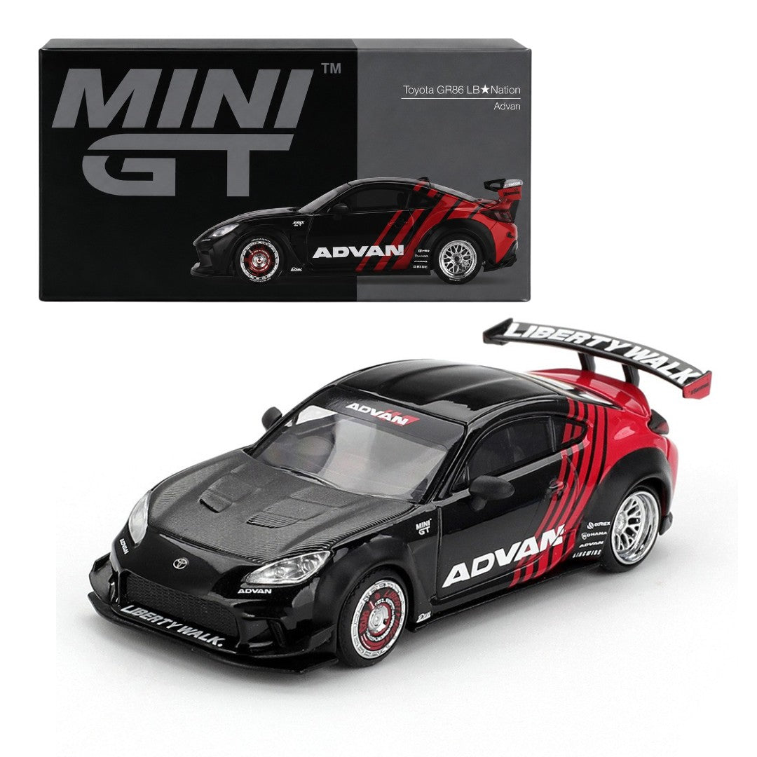 Mini GT 1:64 Toyota GR86 LB★Nation Advan Diecast Model Car