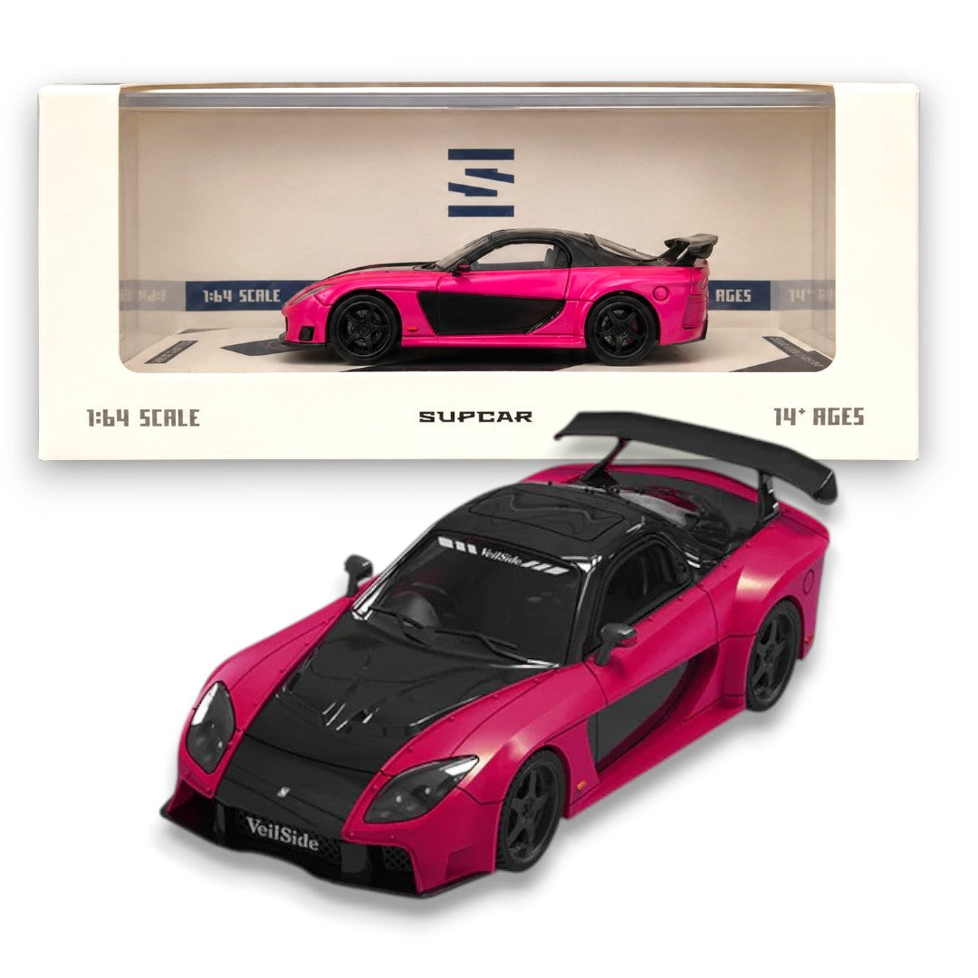 SUPCAR 1:64 Mazda RX-7 VeilSide Fortune Diecast Model Car | Premium JDM Collectible | Pink & Black