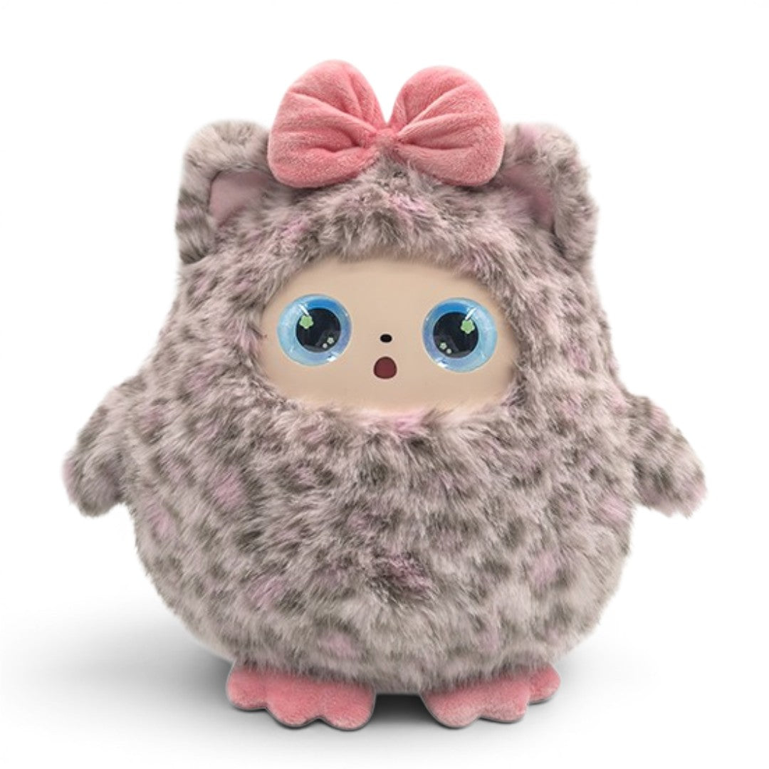 AI Interactive Plush Toy with LED Eyes | Smart AI Talking Plush Companion | App-Controlled Intelligent Plush Robot | Soft Rechargeable Interactive Toy | Leopard Grey | 10 Inch