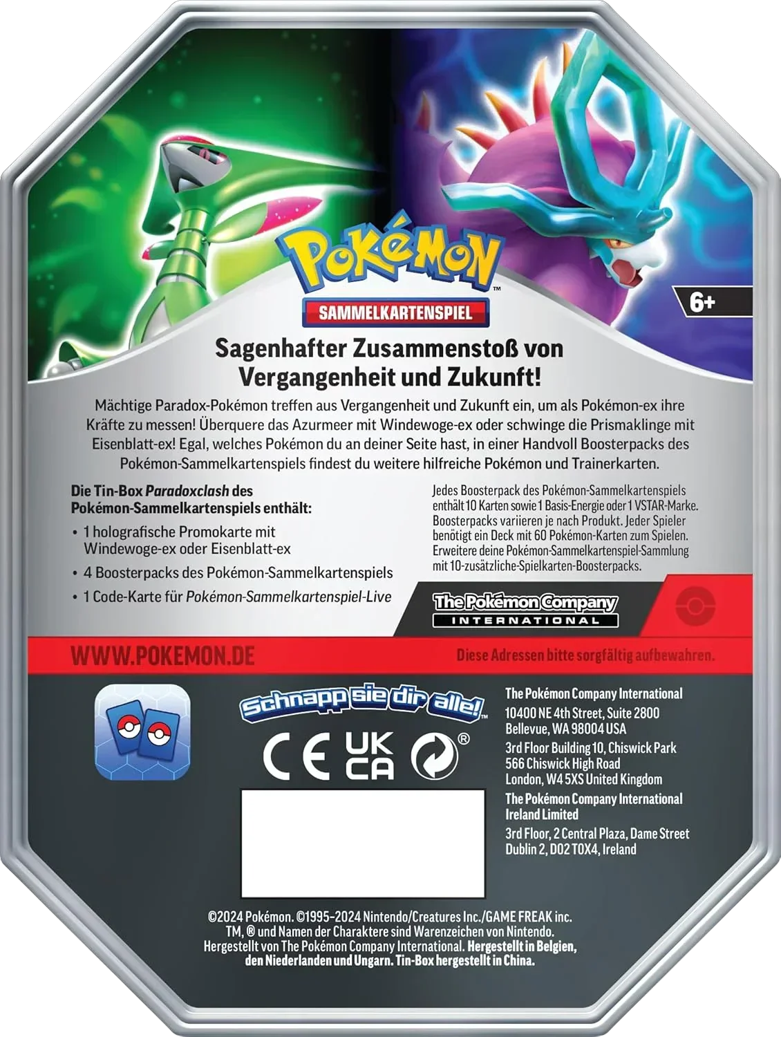 Pokémon TCG Windewoge ex Tin Box | Promo ex Card & Booster Packs | Official Metal Collector Case | 6+