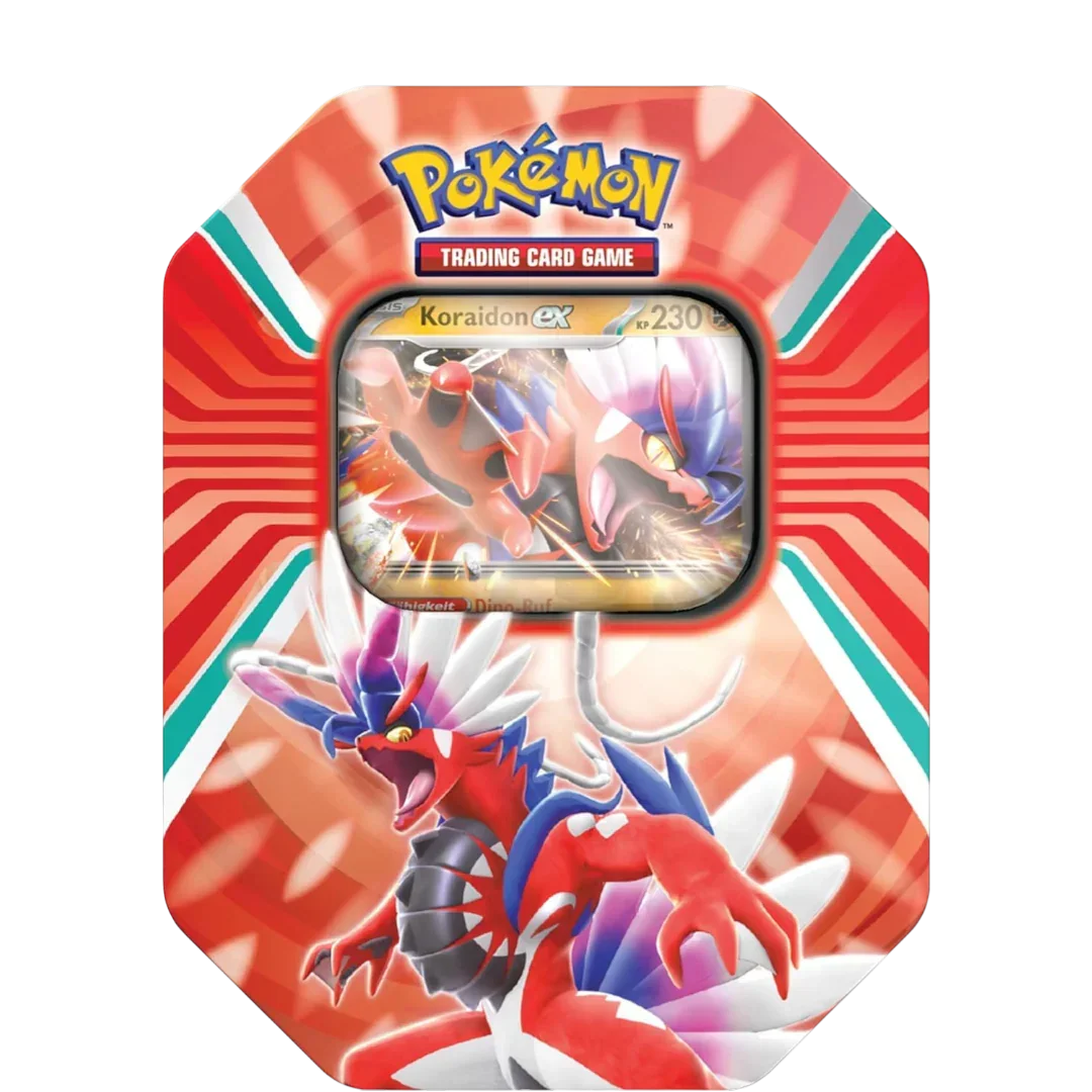 Pokémon TCG Koraidon ex Tin Box | Legendary Promo Card & Booster Packs | Metal Collector Case | 6+ Years