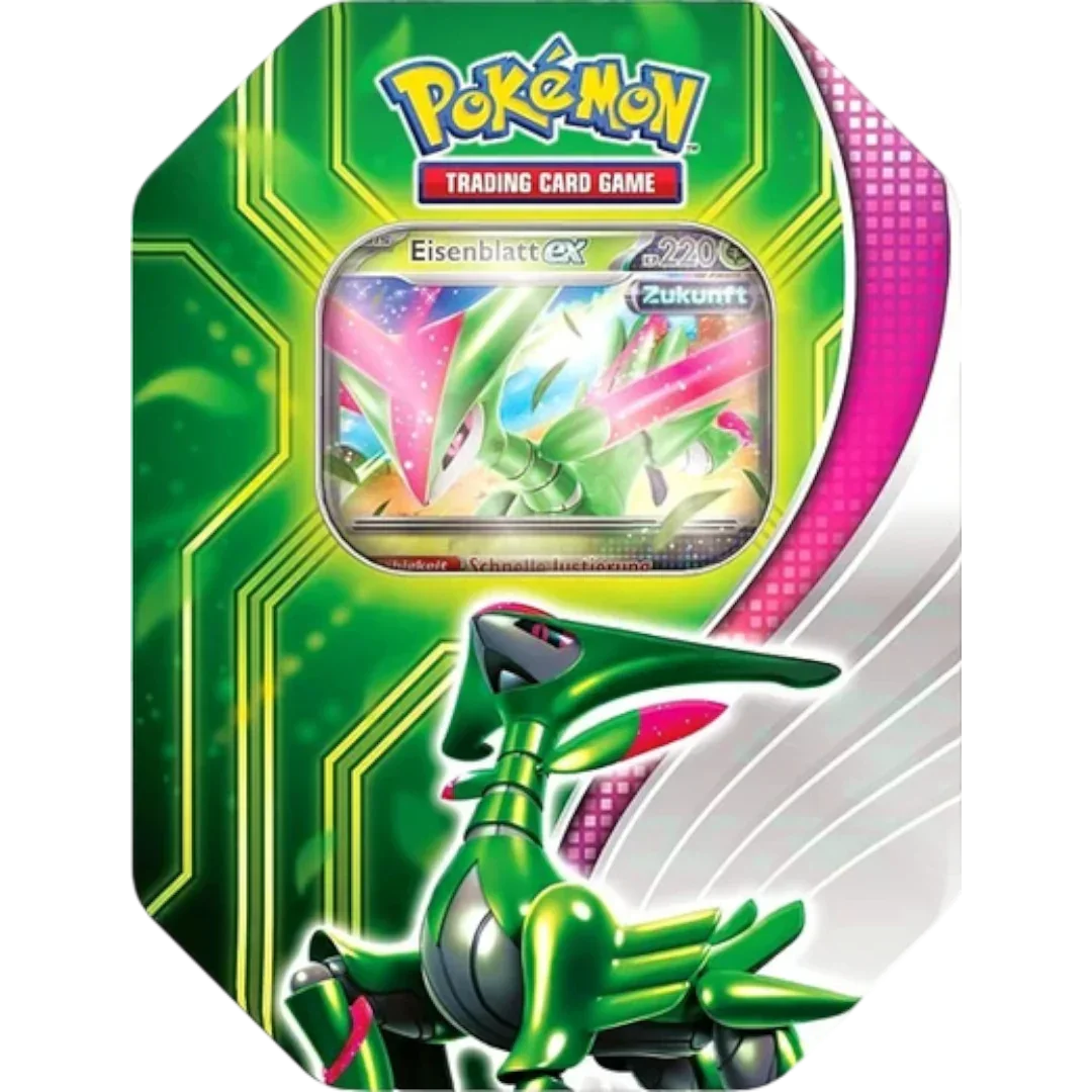 Pokémon TCG Iron Leaves ex Tin Box | Holographic Promo Card & Booster Packs | Metal Collector Case | 6+ Years