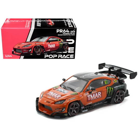 POP RACE Pandem Toyota GR86 Daigo Saito Formula Drift Japan 2022 1:64 Die-Cast Car Model