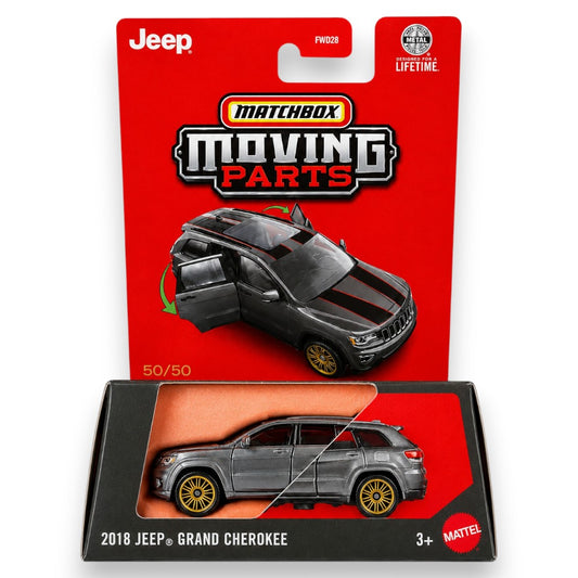 Matchbox Moving Parts 2018 Jeep Grand Cherokee Die-Cast Model SUV with Opening Doors & Sunroof | Premium Collectible Vehicle | 1:64 Scale