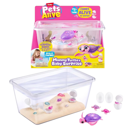Pets Alive Mama Turtle & Baby Surprise – Interactive Swimming Turtle Toy with Surprise Baby Turtles & Water Habitat