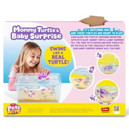 Pets Alive Mama Turtle & Baby Surprise – Interactive Swimming Turtle Toy with Surprise Baby Turtles & Water Habitat