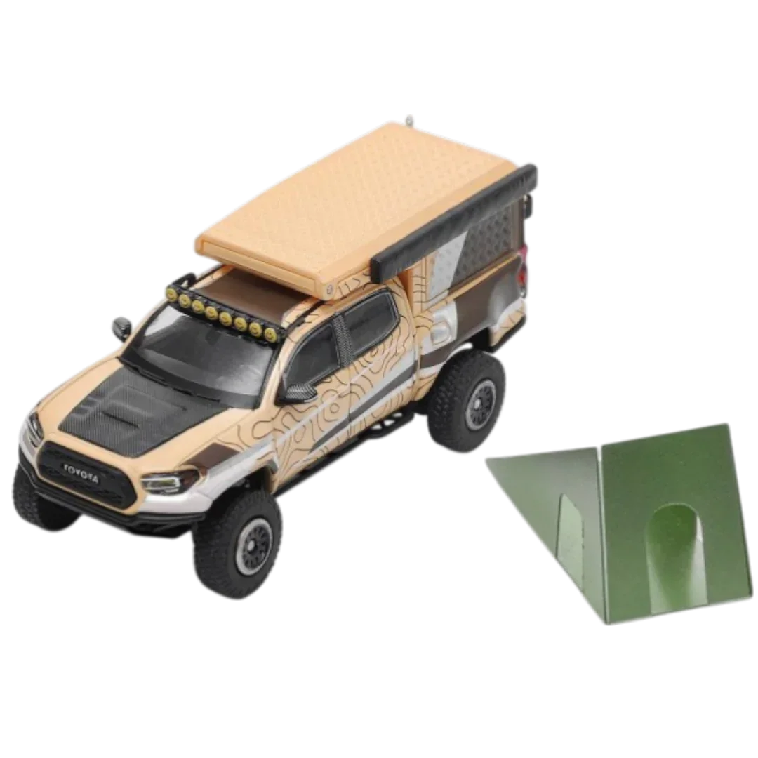 GCD 528 Toyota Tacoma Camper Desert Edition Diecast Model Car with Pop-Up Tent – Premium Collectible Pickup Truck Miniature