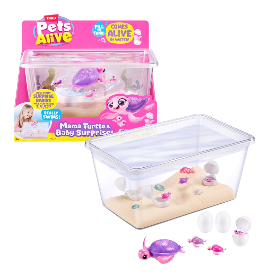 Pets Alive Mama Turtle & Baby Surprise – Interactive Swimming Turtle Toy with Surprise Baby Turtles & Water Habitat