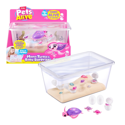 Pets Alive Mama Turtle & Baby Surprise – Interactive Swimming Turtle Toy with Surprise Baby Turtles & Water Habitat